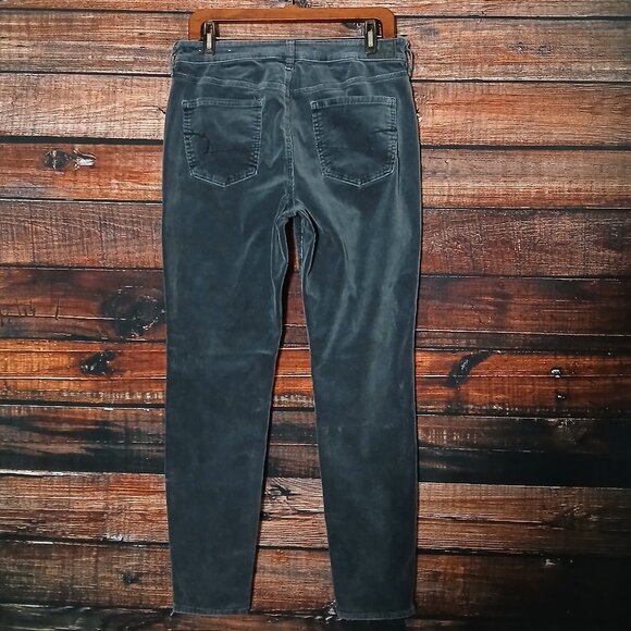 American Eagle Pants Size 12 Corduroy High Rise Jegging Gray Storm Super Stretch - Picture 3 of 10